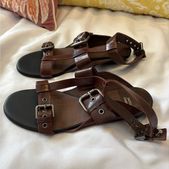 NWOT Jeffrey Campbell Size 8 Banks Chocolate Brown Strappy Buckle Sandals - Picture 4 of 7